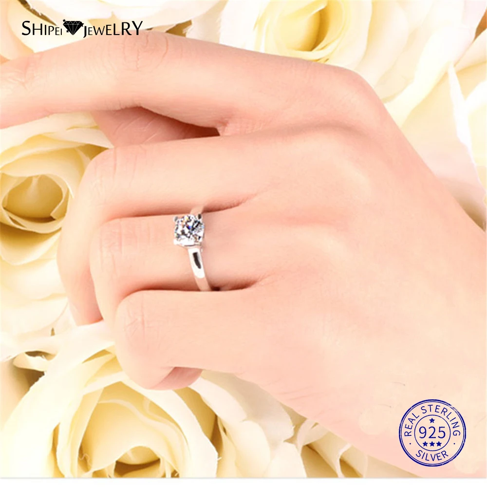 ShiPei 925 пробы серебряные ювелирные изделия 2ct создан муассианит обручальное кольцо для женщин мужчин Подарок на годовщину