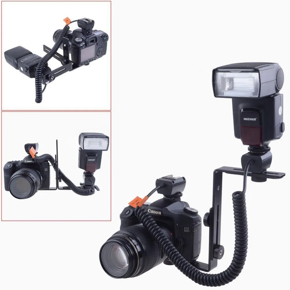 

Photo Studio Double Dual Camera Bracket L-Shaped Flash Bracket Flashlight Holder