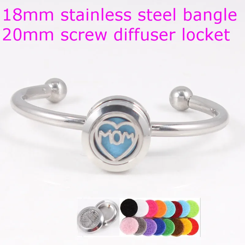 

Dropshipping New Design Stainless Steel 20mm Heart Perfume Locket Bracelet 18mm Essential Oil Diffuser Locket Snap Button Bangle