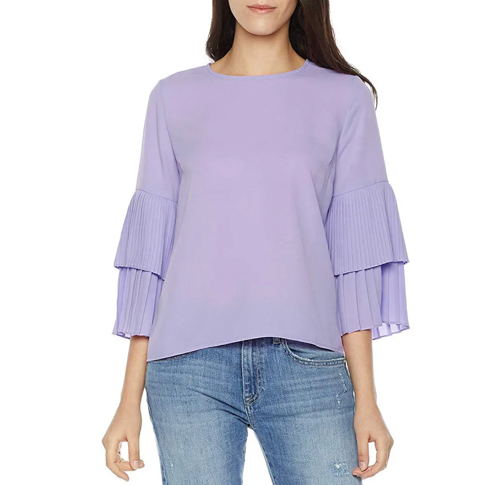 Женская одежда весна осень 2018 новейший бренд винтажный черный однотонный топ с