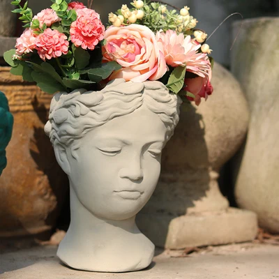 just vase1 no flower 8-Цвет творческий портрет в стиле ретро ваза цемента повязка с цветами на голову горшок Venus греческой богини ваза-Статуэтка ремесла украшения Ins фигурки - Цвет: just vase1 no flower