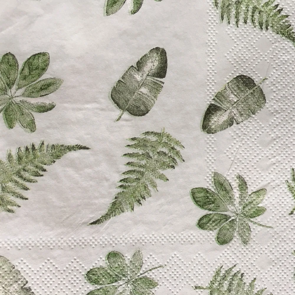 20 Винтаж столовые салфетки ткани зеленые листья перо платок для свадьбы День