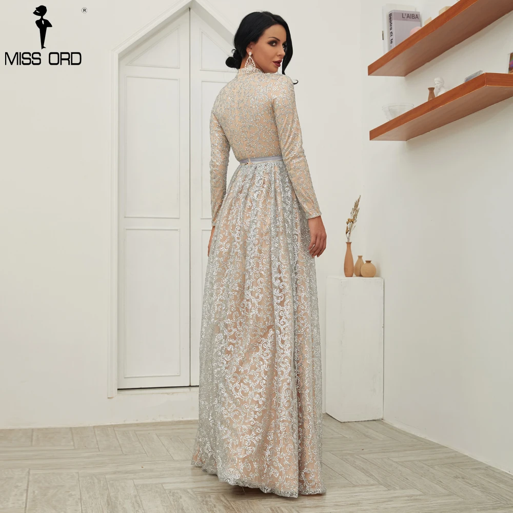 Missord 2019 Для женщин сексуальные с высоким воротом и длинными рукавами платья