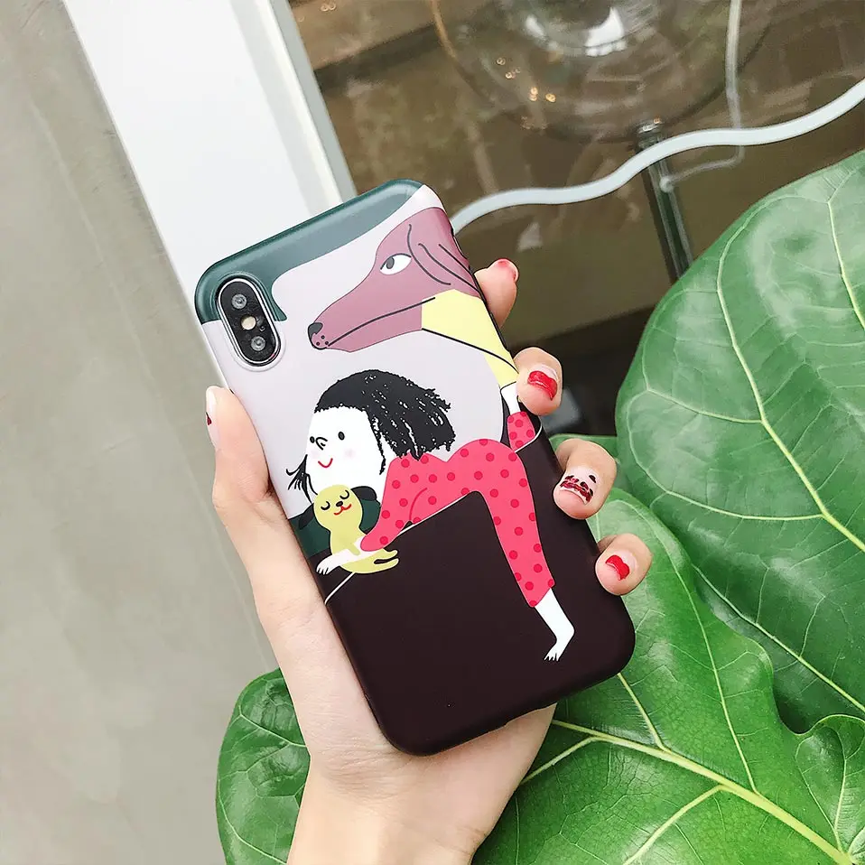Simple illustration mobile phone case For iPhone 6 6S 7 8 Plus Drop-proof Back Covers iphone X Funda |