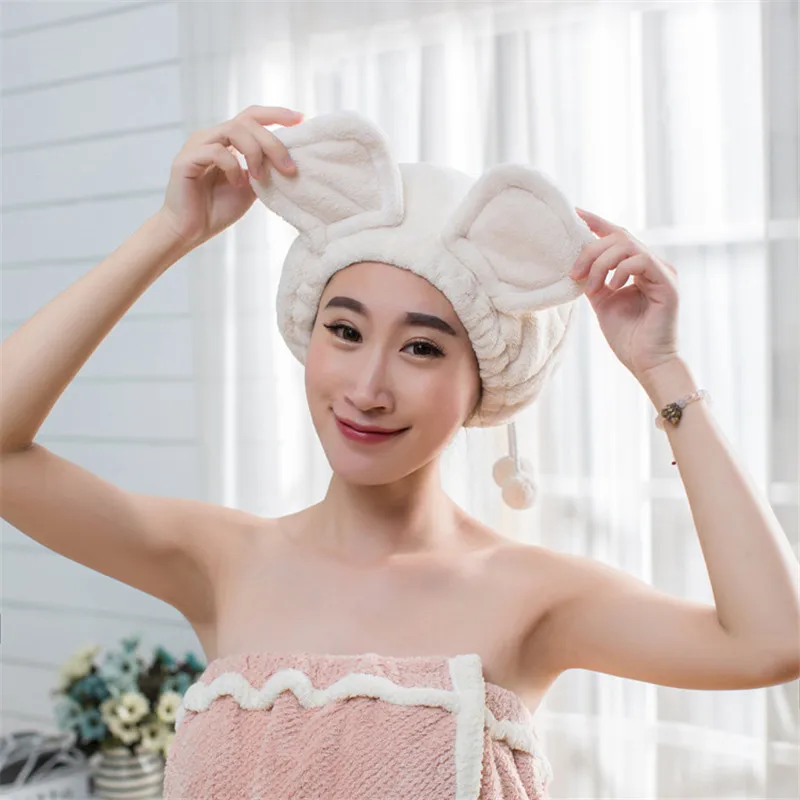 Panda/Big Ear Cute Girl Hair Dry Hat Towel Shower Cap Strong Absorbing Drying Superfine Fiber Ultra-Soft | Дом и сад