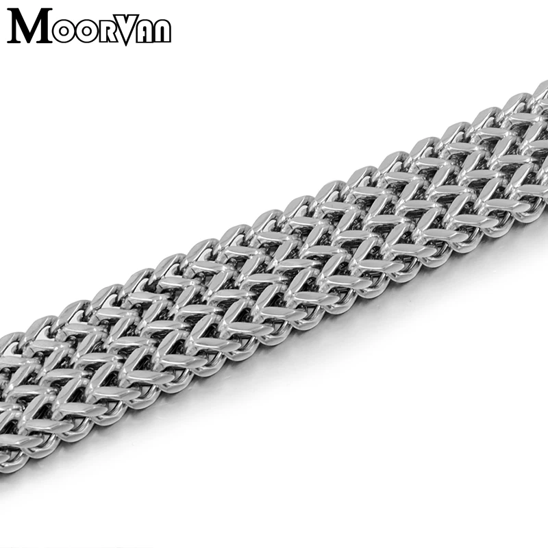 Moorvan мужской из нержавеющей стали-модный браслет из цепочки плоский тяжелый 19 мм широкий ювелирные изделия день рождения для папы, ее подарок бойфренда