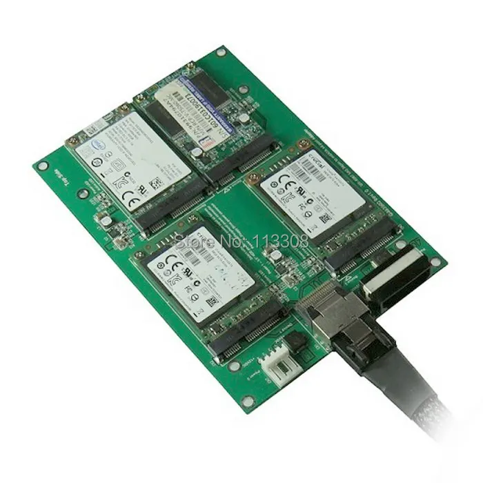 Mini SAS 4i SFF 8087 36 контактный к 4 mSATA PCI E SSD жесткий разделитель дисков адаптер печатных