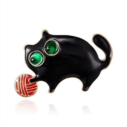 cat2 Rinhoo эмаль животное морской конек лягушка Сова олень Кошка Броши в форме собаки для женщин девушка брошь булавки подарок милые животные повседневные ювелирные изделия - Окраска металла: cat2