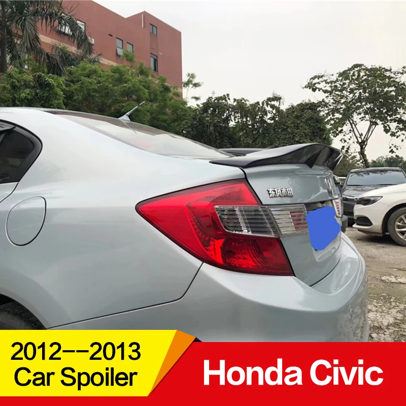 Используется для honda civic спойлер 2012 2013 год Глянцевая углеродное волокно/FRP заднее крыло R стиль спортивные аксессуары
