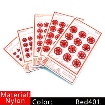 Nylon red401 St. Lucas 1 упаковка металлические медные застежки кнопки нейлона невидимые кнопки для одежды женщин детей Швейные Кнопки DIY - Цвет: Nylon red401