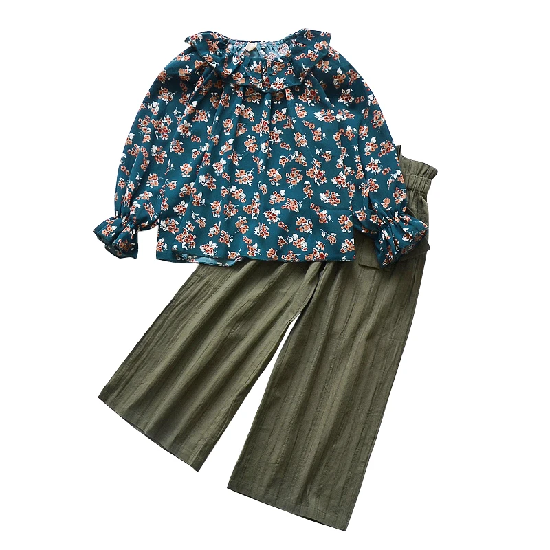 Комплекты одежды для девочек футболки с длинными рукавами и цветочным принтом