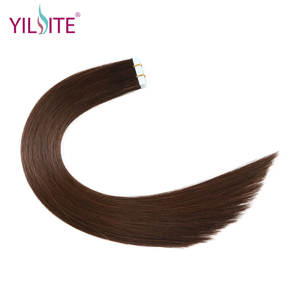 YILITE 2"-22" лента в пряди человеческих волос для наращивания 20 шт европейские натуральные волосы шелковистые прямая прядь В пряди человеческих волос для наращивания