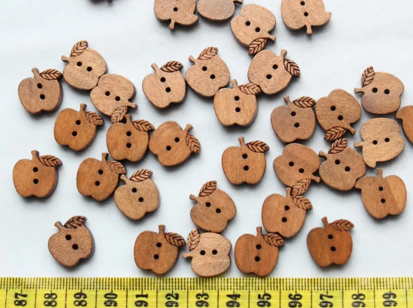 

set of 200pcs coffee Wooden Apple Buttons 18mm flowers ornament for jewelry, scrapbooking, bags, crafts-MK0075