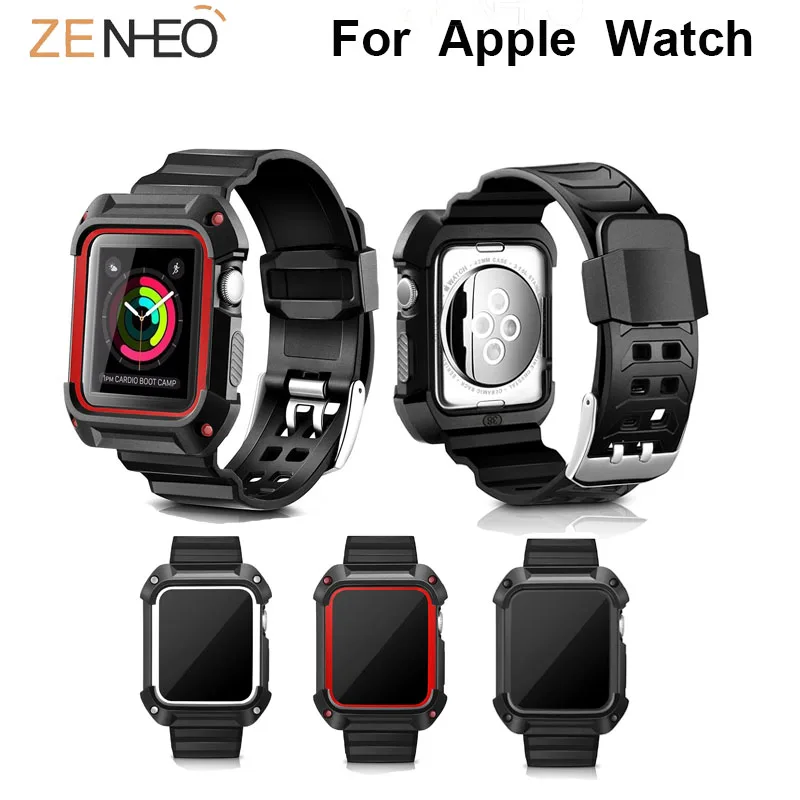 

Модный спортивный резиновый ремешок в полоску для часов Apple Watch 3/2/1 для iwatch 4 42 мм 38 мм ремешок с Чехол-браслет металлический ремешок