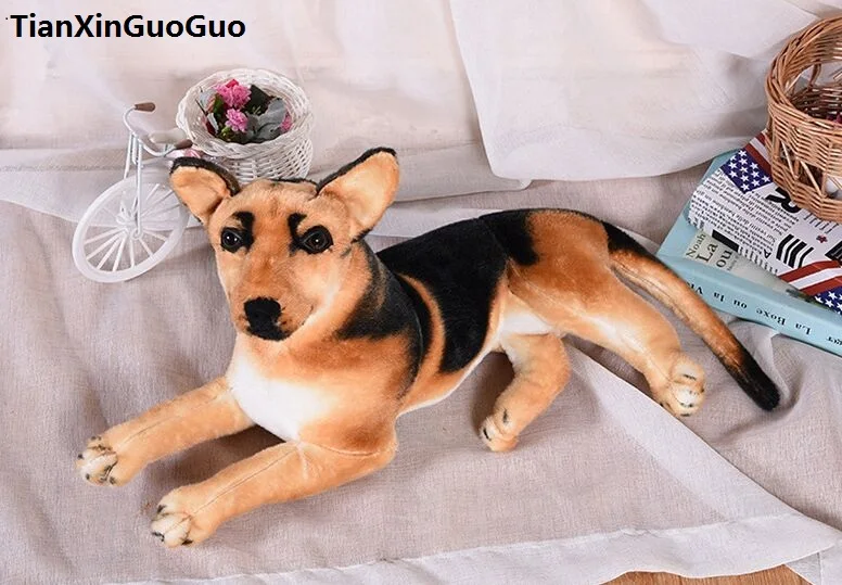 

large 60cm lying shepherd cartoon wolfhound dog plush toy doll throw pillow birthday gift h2310