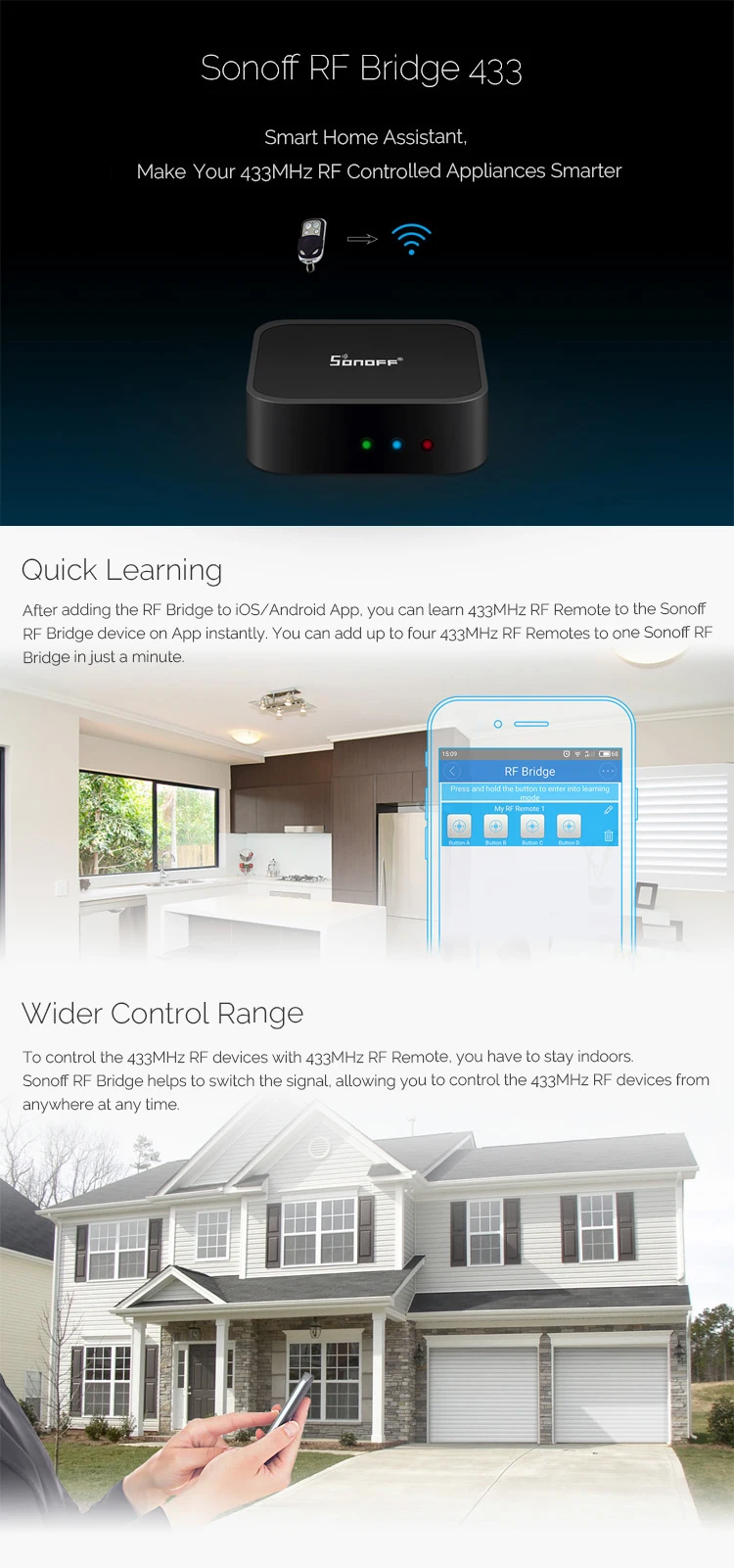 Sonoff RF мост WiFi 433 МГц + пир2 PIR инфракрасный датчик человека DW1 двери и окна