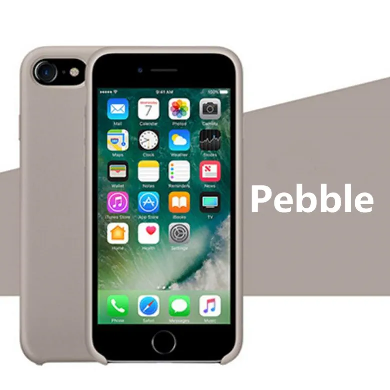 Pebble AAAA+ качество с офоническим логотипом Жидкая силиконовая мягкая подушка из микрофибры чехол для телефона для Apple iPhone 7 plus 8 plus с розничной коробкой - Цвет: Pebble