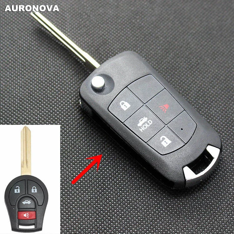 AURONOVA новый обновленный Складной Корпус ключа для Nissan Altima Versa Sentra Maxima 3 + 1