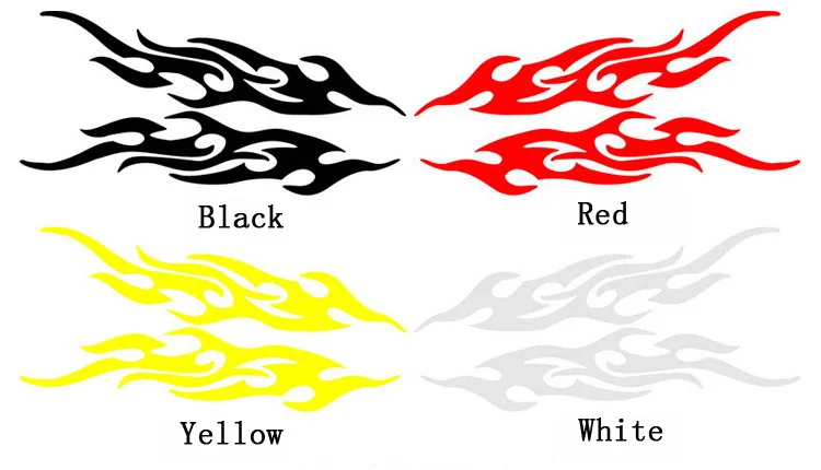 

2x 50cm*10cm Car Styling Black White Yellow Red Flames Totem Decals Stickers Vinyl Art Decor Stickers For Car Motorcycle
