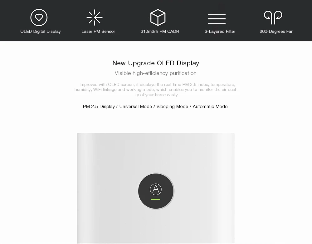 Очиститель воздуха Xiaomi Pro 2S OLED экран беспроводной Смартфон приложение управление домашняя очистка воздуха Интеллектуальный очиститель воздуха s 220 В