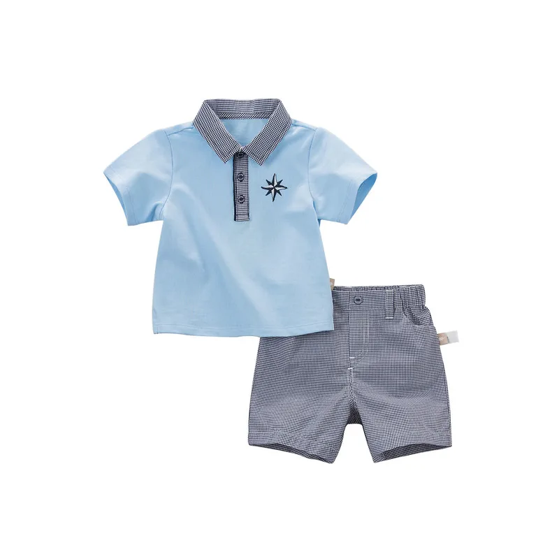 Бренд 2017 Детские комплекты летней одежды для мальчиков 100% хлопок футболка с