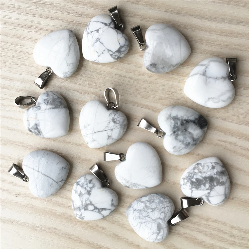 Оптовая продажа 50 шт./лот 20 мм натуральный камень Howlite Подвески Сердце Любовь