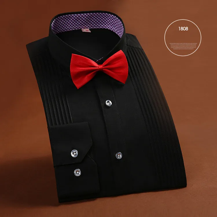 Высококачественная Мужская Рубашка-смокинг, одноцветная рубашка с длинными рукавами, мужские рубашки для свадебной вечеринки, белые, синие, розовые Брендовые мужские рубашки 38-44