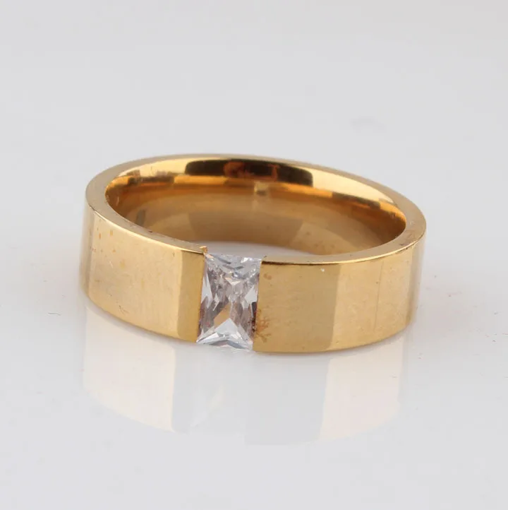 Классические открытые циркониевые кольца из нержавеющей стали 316L золотого цвета