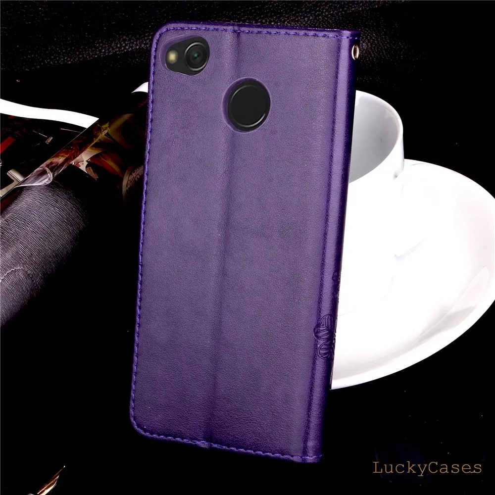 Lucky Clover чехол для телефона Xiaomi Redmi 4x тисненая цветная Кожа Флип Ретро кошелек с