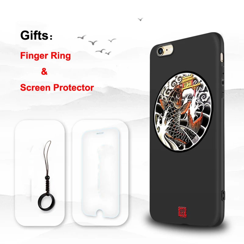 Fish Door Для iPhone 7, 8, 6, 6s Plus, чехол с рельефным 3D рельефом, Матовая Мягкая задняя крышка, LICOERS, Официальный чехол для iPhone 6s+ 6+ 7 Plus, 8 Plus, Funda - Цвет: Fish Door