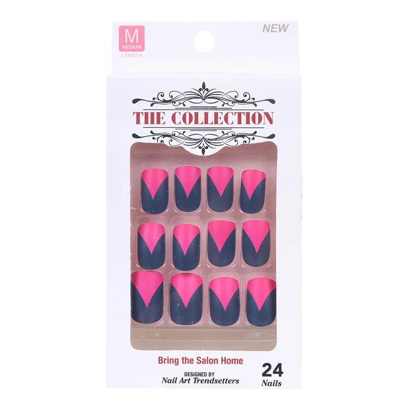 Новый дизайн специальные французские матовые накладные ногти черного и розового