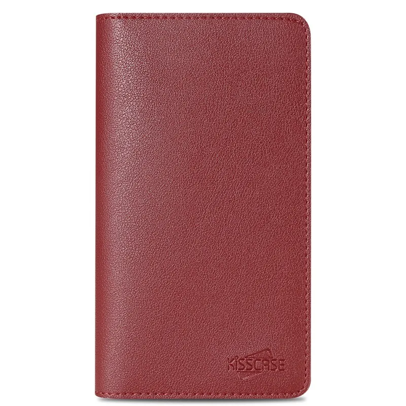 KISSCASE, роскошный прочный кожаный кошелек, чехол для телефона, для iPhone, samsung, huawei, Xiaomi, Meizu, чехол, сумка для мобильного телефона, чехол s - Цвет: Red