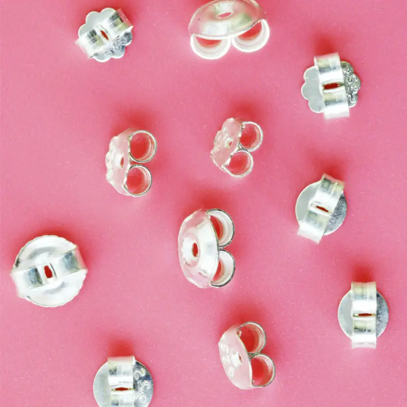 10pcs DIY 925 Silver Earrings Jewelry Accessories Earring Back Earring Plug Bullet Ear Plugging Butterfly End Stoppers 4/5/6mm