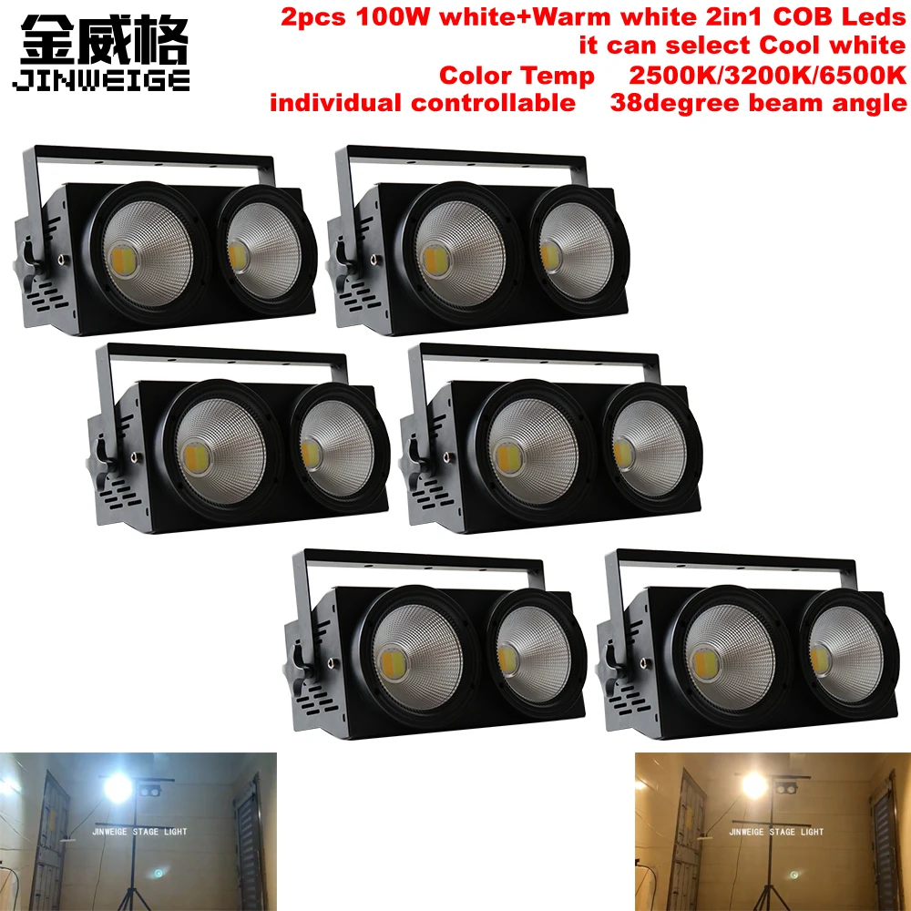

Free Shipping 6pcs/lot 2x100W Warm White Or Cool White COB DMX Surface Led Par Audio Studio Pro Lighting