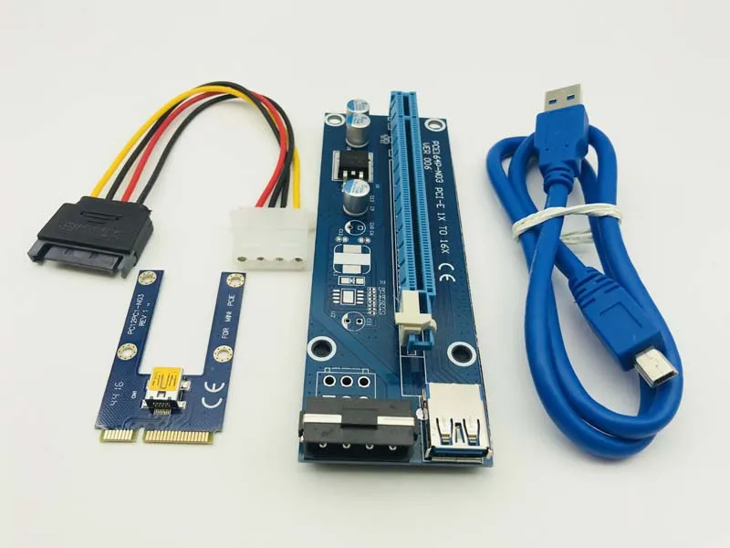 60 см PCIE Riser Card PCI-E PCI Express 1x к 16x USB 3 0 кабель SATA 4Pin IDE Molex источник питания для BTC Miner Machine