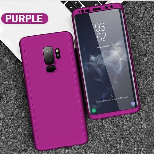360 Полный Защитная крышка чехол для samsung Galaxy A70 A60 A50 A30 M20 A8 A6 J4 J6 плюс A750 S9 S8 S10 плюс S7 Edge Note 9 8 - Цвет: Purple