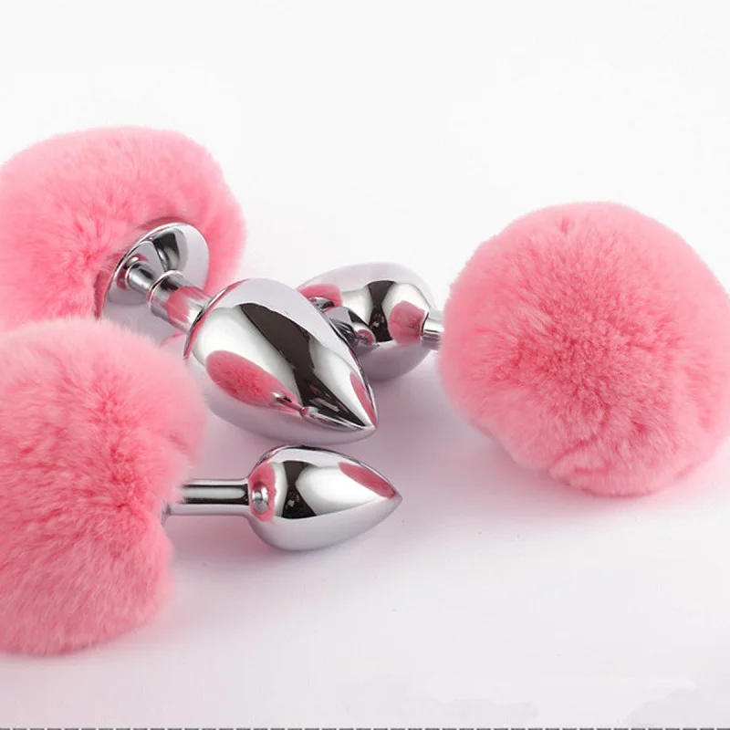 Сексуальный кролик в форме хвоста из нержавеющей стали анальная пробка для