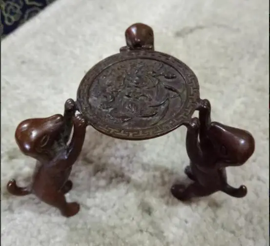 

Home decor, hand carved, 3 Dog Statue candle candlestick