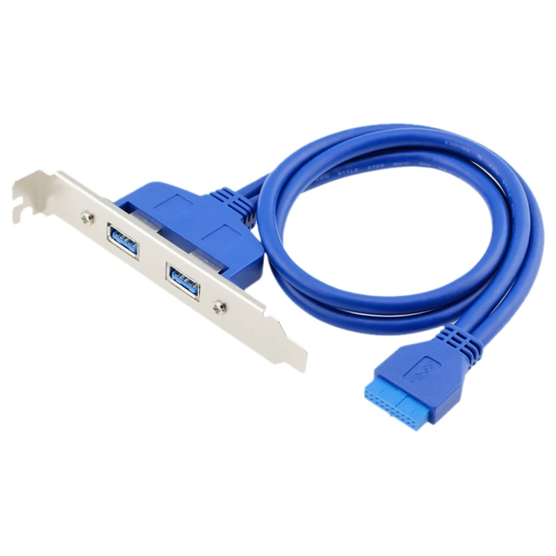 Синий С перегородкой 20Pin к Usb3.0 два порта расширения перегородки линии материнской платы 20P к двойной Usb3.0 перегородки линии - Цвет: Синий