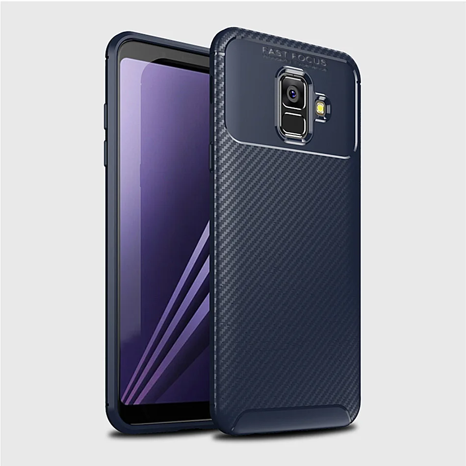 Чехол Thouport для samsung Galaxy A6, силиконовый чехол, чехол s, углеродное волокно, ударопрочный ТПУ чехол для samsung A6 Plus A6 - Цвет: Синий