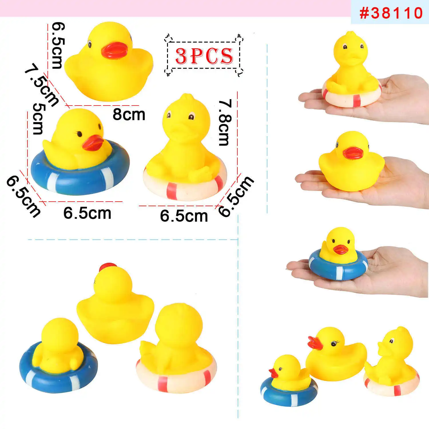 38110-3pcs Желтые игрушки в виде уток резиновый коврик для ванной душевая игрушка чистый натуральный Милая резиновая уточка для малышей игрушки kinder - Цвет: 38110-3pcs