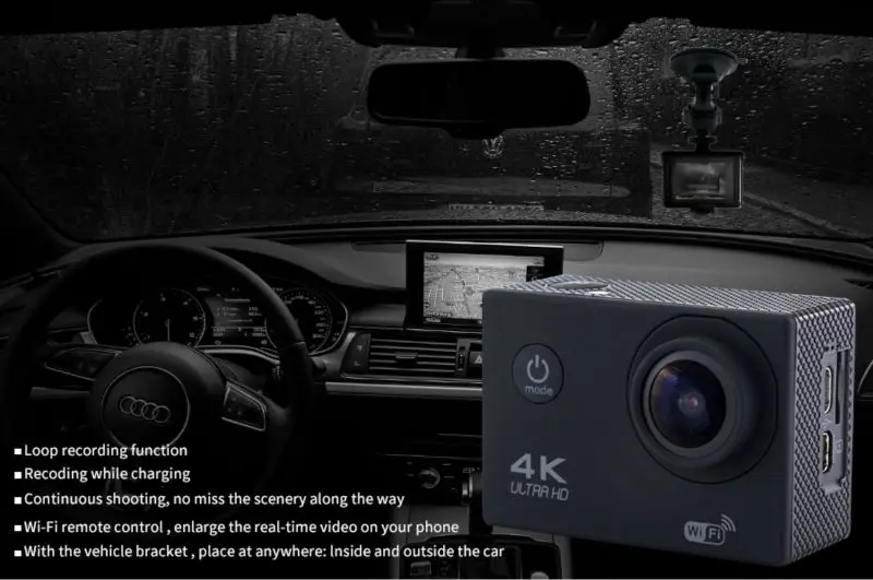 ELECTSHON пульт дистанционного управления Спортивная Wifi камера 4 K/30f 16MP Цифровая видеокамера 30 М Подводная камера водонепроницаемая камера шлем камера