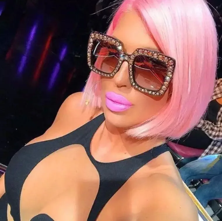 Модная обувь с украшением в виде кристаллов солнцезащитные очки квадратными