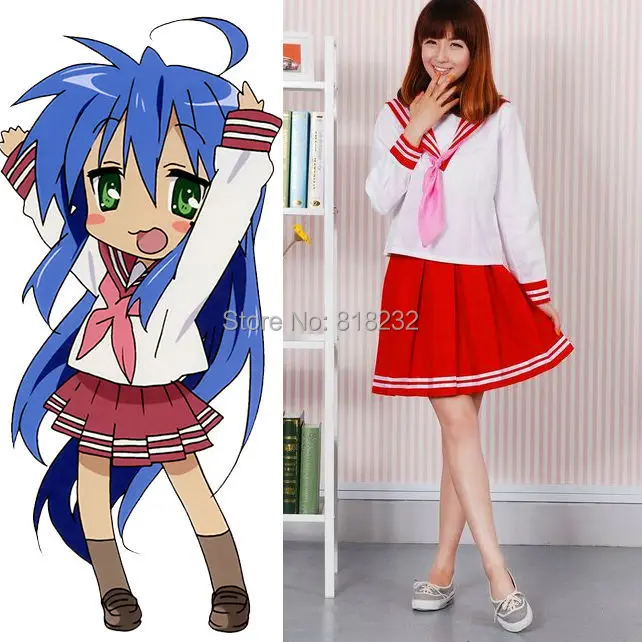 Lucky Star Izumi Konata костюм моряка с длинным рукавом школьная форма комплект Аниме
