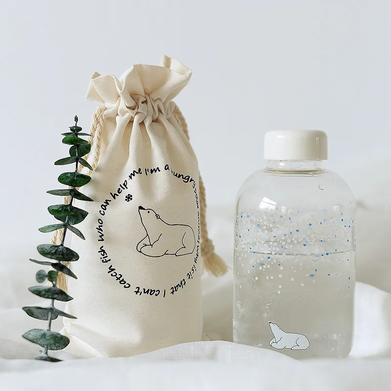 Sea Bear 600ml Фламинго Единорог стеклянная бутылка для воды с рукавом 600 мл рождественские спортивные бутылки Рождество кемпинг бутылка Тур посуда для напитков дропшиппинг - Цвет: Sea Bear 600ml
