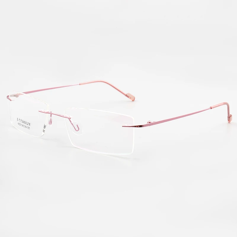 Sunny spot wholesale new frameless memory metal myopia glasses frame anti-blue computer radiation glasses frame - Цвет оправы: pink