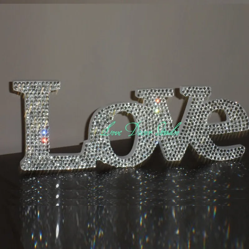 Free shipping 17.5" wide X 7" tall Swarovski Crystal "LOVE" standing love sign