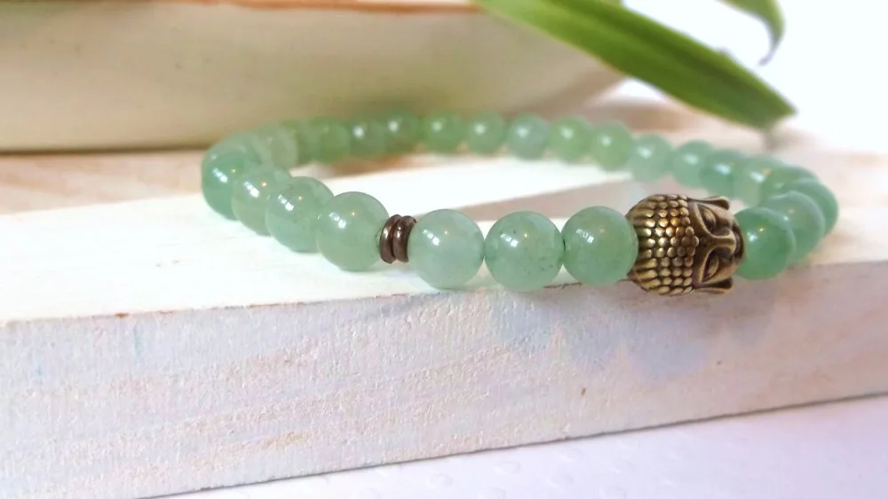 Зеленый авантюрин натуральный камень браслет Йога медитация Будда процветание