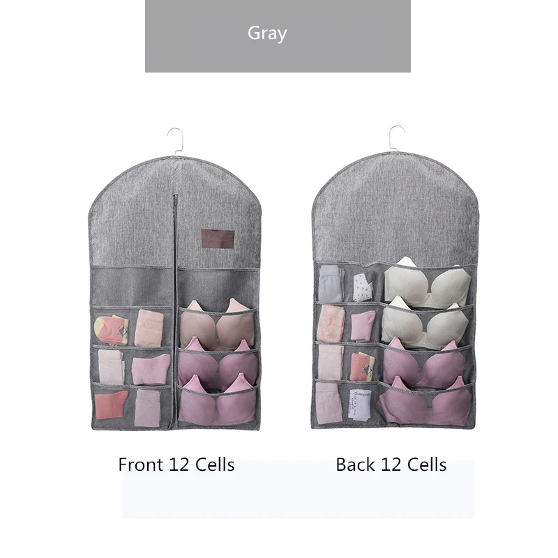 Gray S 1pcs Многофункциональный подвесной органайзер для пальто рубашка Нижнее белье Мульти карманный органайзер для гардероба моющийся висячий мешок для хранения - Цвет: Gray S 1pcs