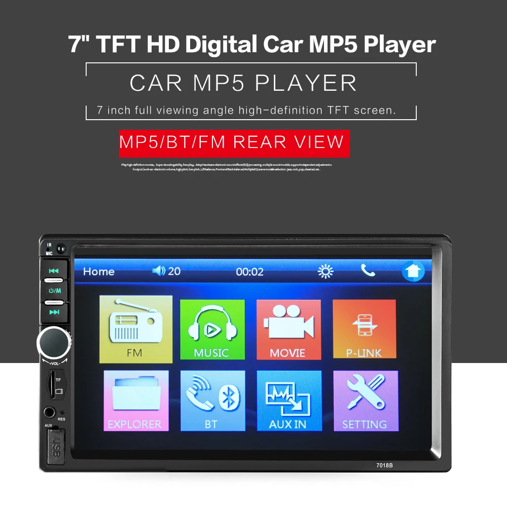 Hevxm 2 Din " автомобильный Радио HD Авторадио lcd сенсорный экран автомобильный стерео MP5 плеер Поддержка камеры заднего вида с пультом дистанционного управления 7018B